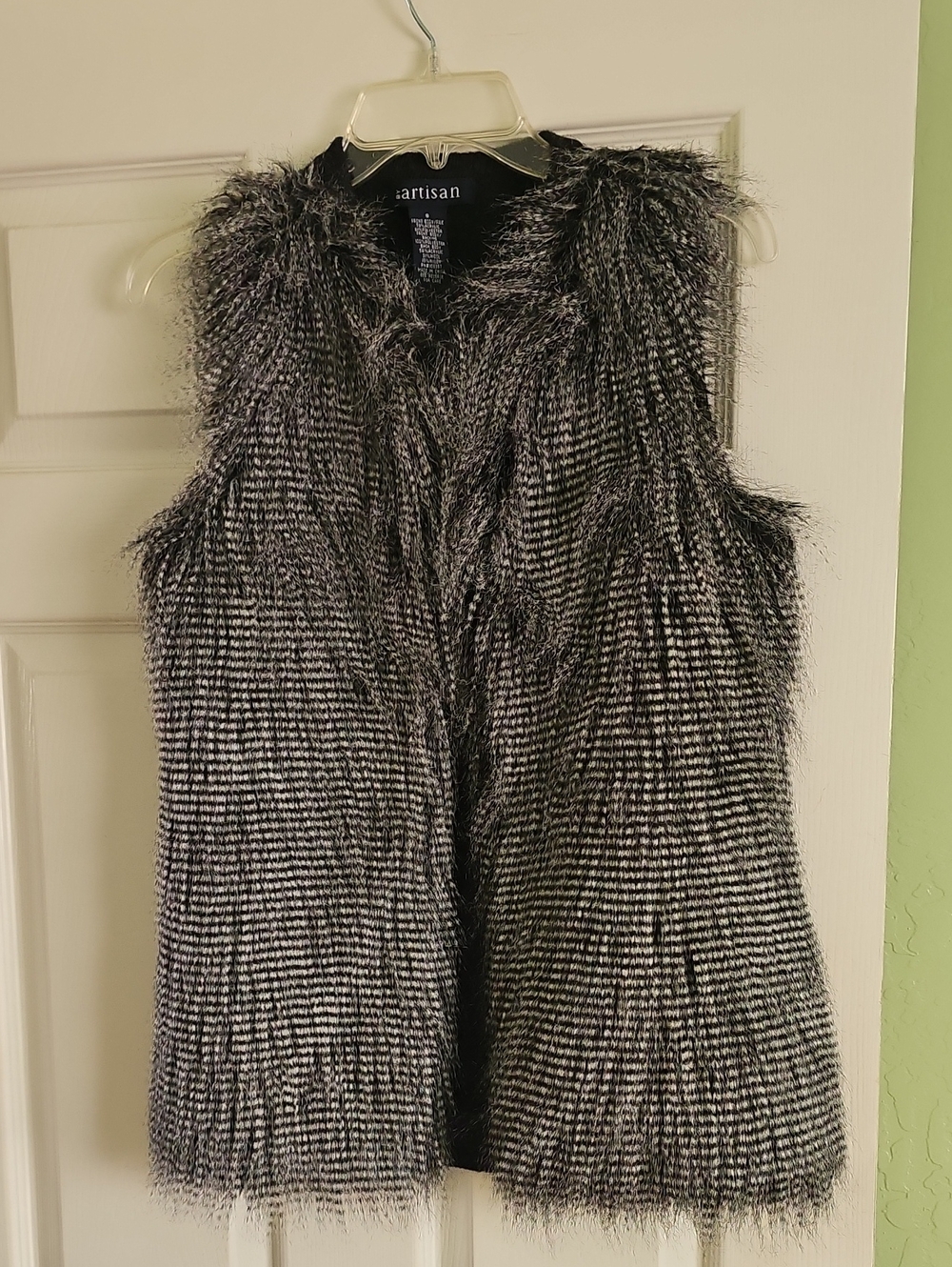Artisan Black Faux Fur Grey Vest